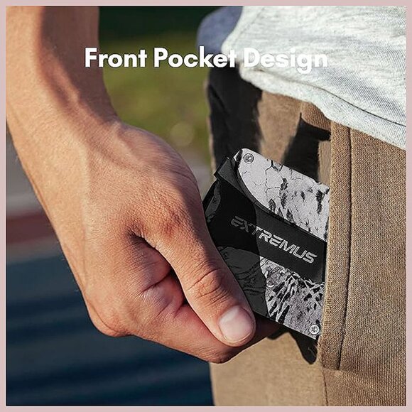 Mens Wallet, Slim Tactical Wallet with Money Clip , Wildrider - Silvermist - Picture 5 of 7